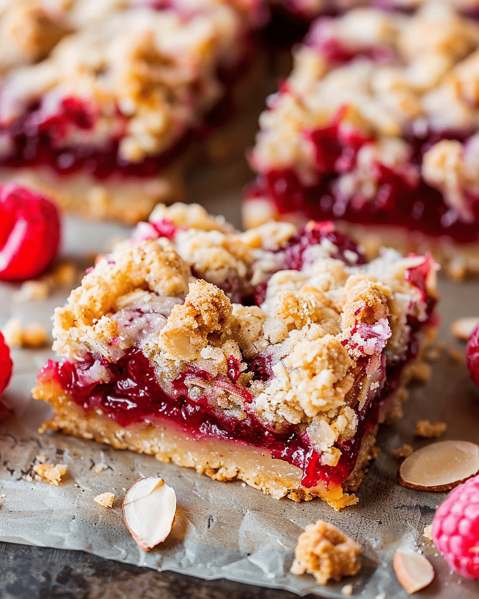 Raspberry Crumble Bars with Almond Streusel