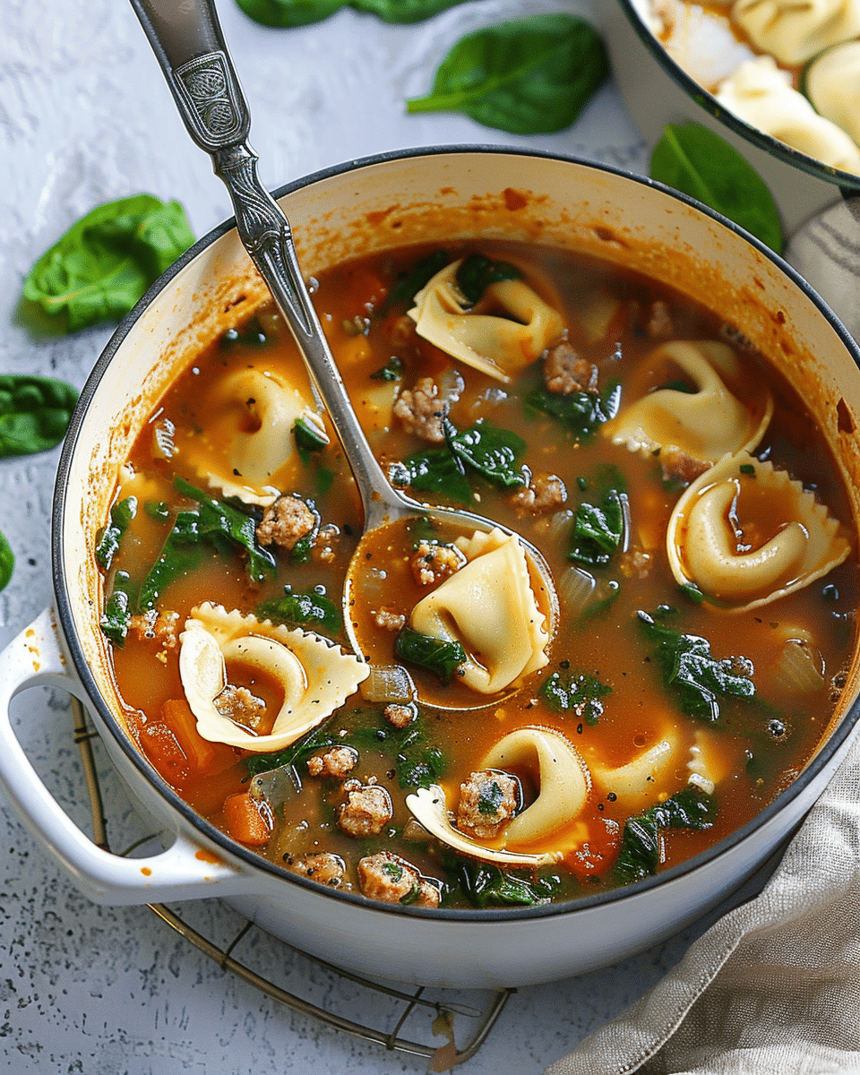 Sausage Spinach Tortellini Soup