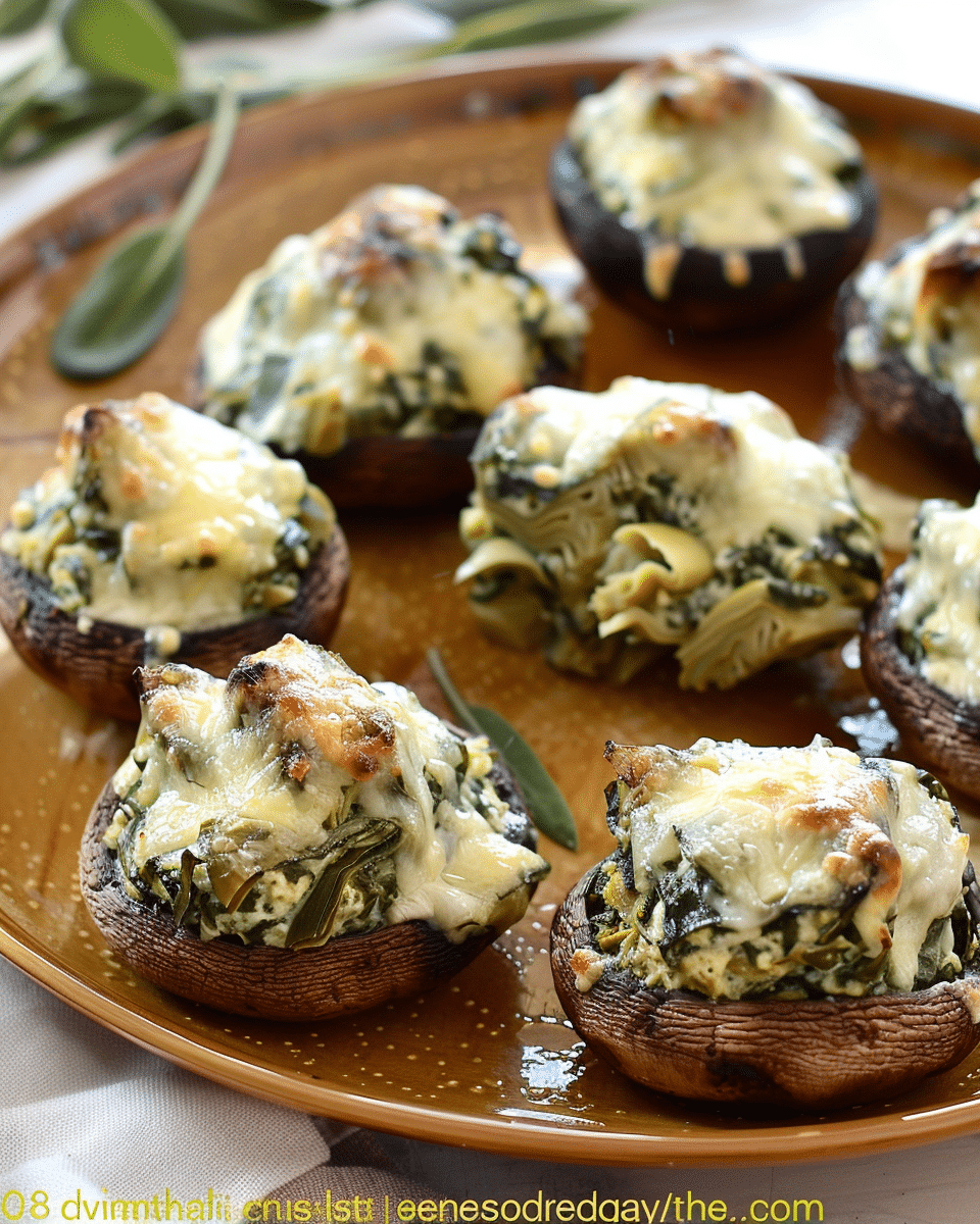 Spinach Artichoke Stuffed Mushrooms