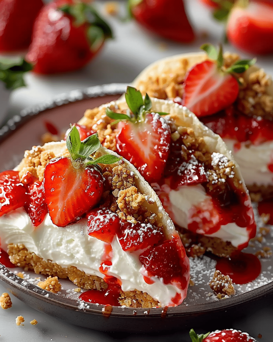 Strawberry Crunch Cheesecake Tacos