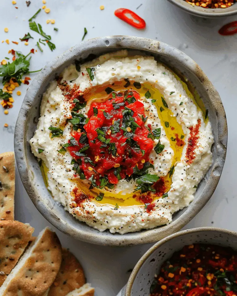 Whipped Feta Dip with Roasted Red Peppers Salsa