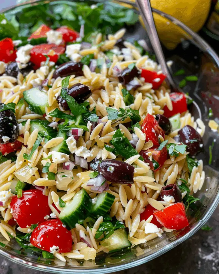 Easy Greek Orzo Salad Tossed in a Lemony Vinaigrette