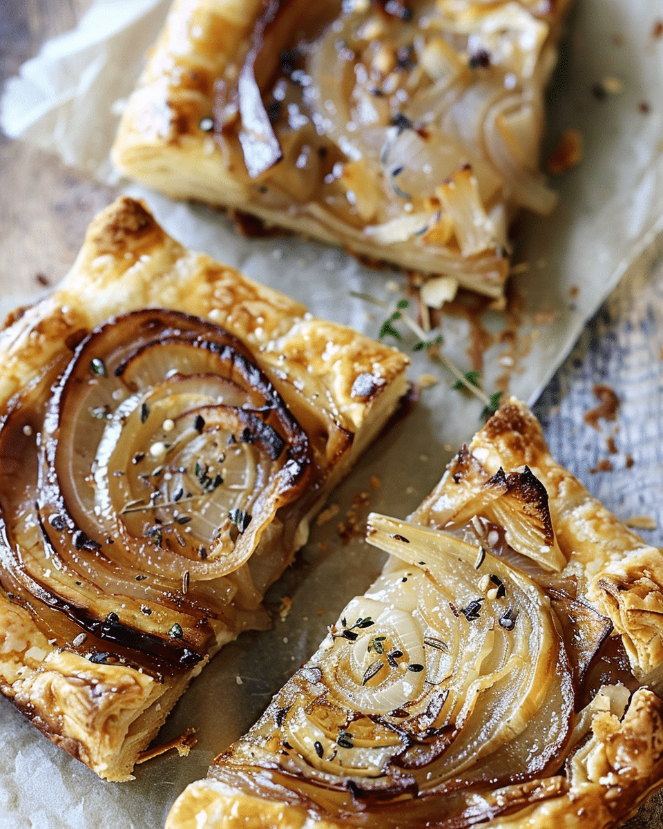 Upside Down Puff Pastry Onion Tart