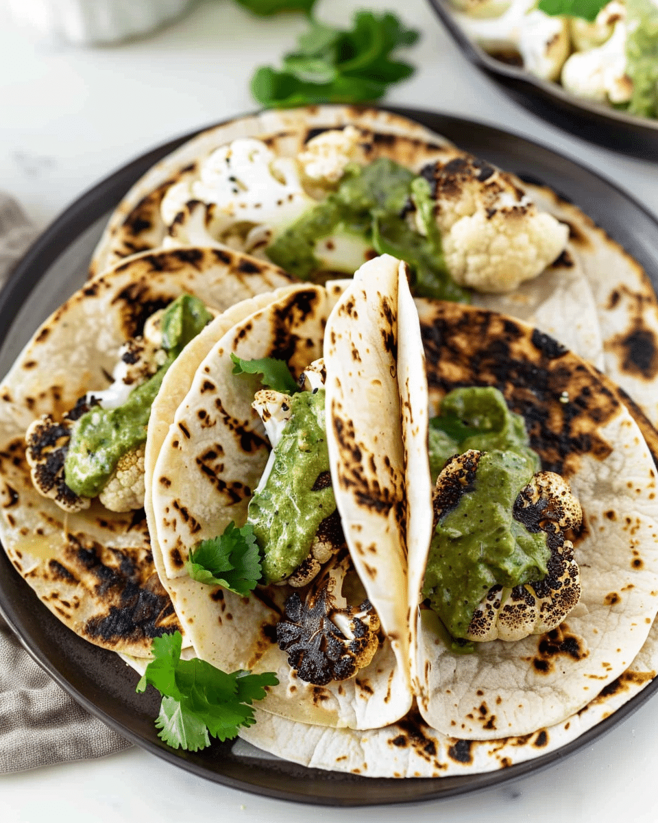 BBQ Cauliflower Tacos With Green Tahini Sauce