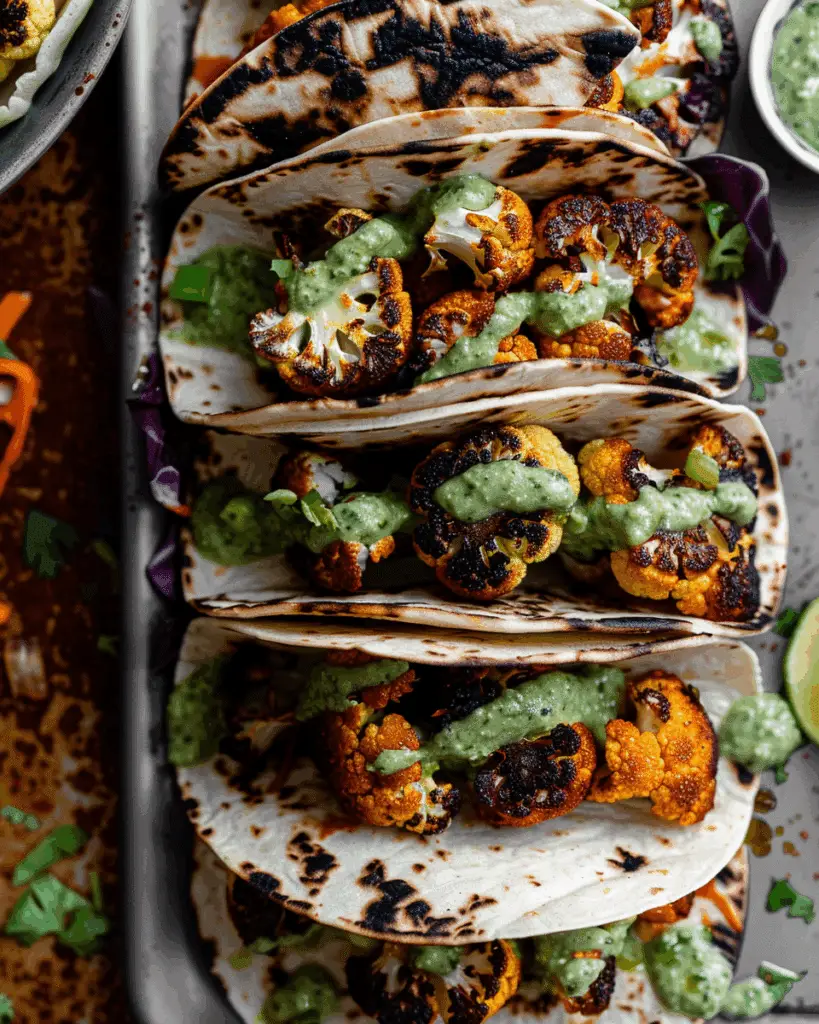 BBQ Cauliflower Tacos With Green Tahini Sauce