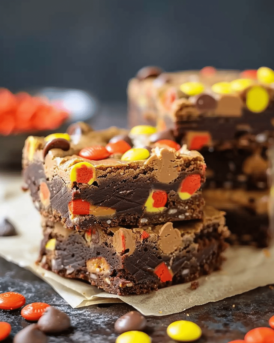 Chewy Reese’s Pieces Peanut Butter Brownies