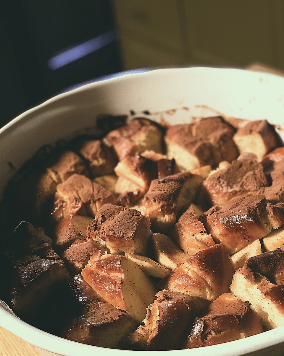 Cinnamon Apple Challah Bread Pudding