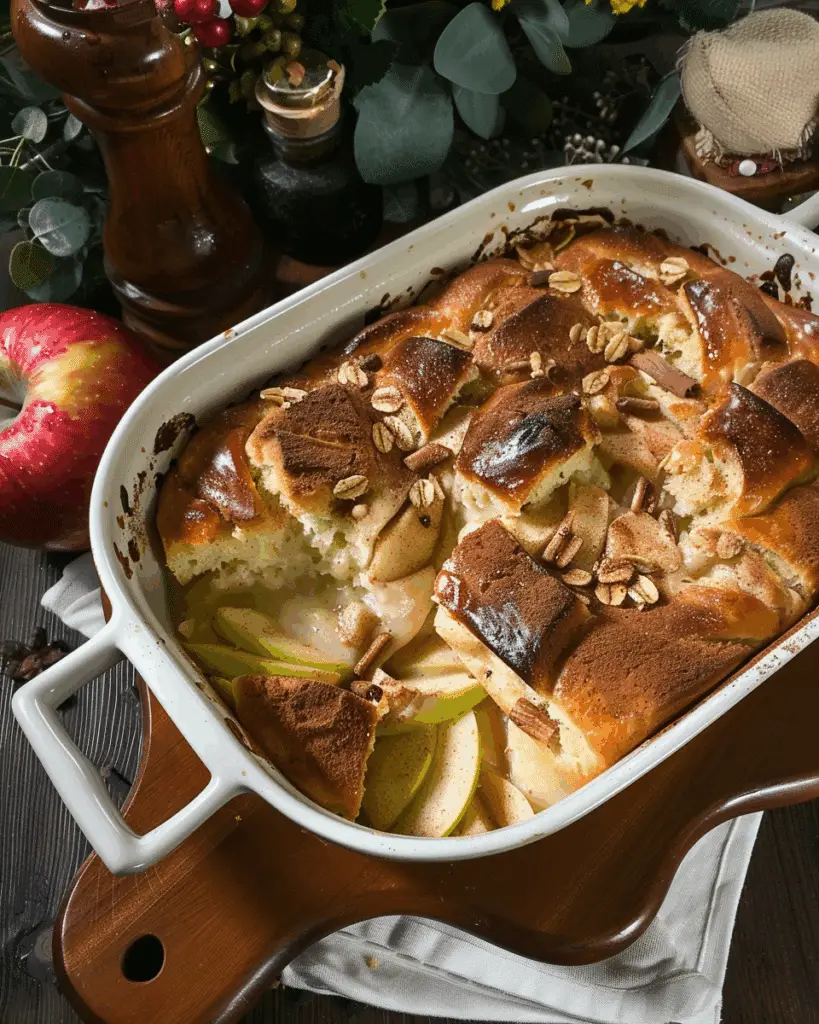 Cinnamon Apple Challah Bread Pudding