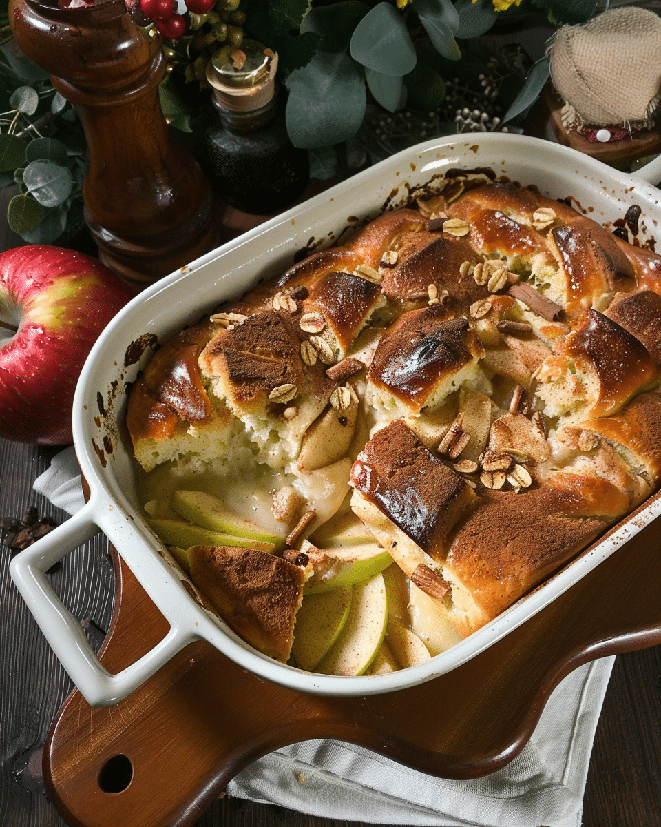 Cinnamon Apple Challah Bread Pudding