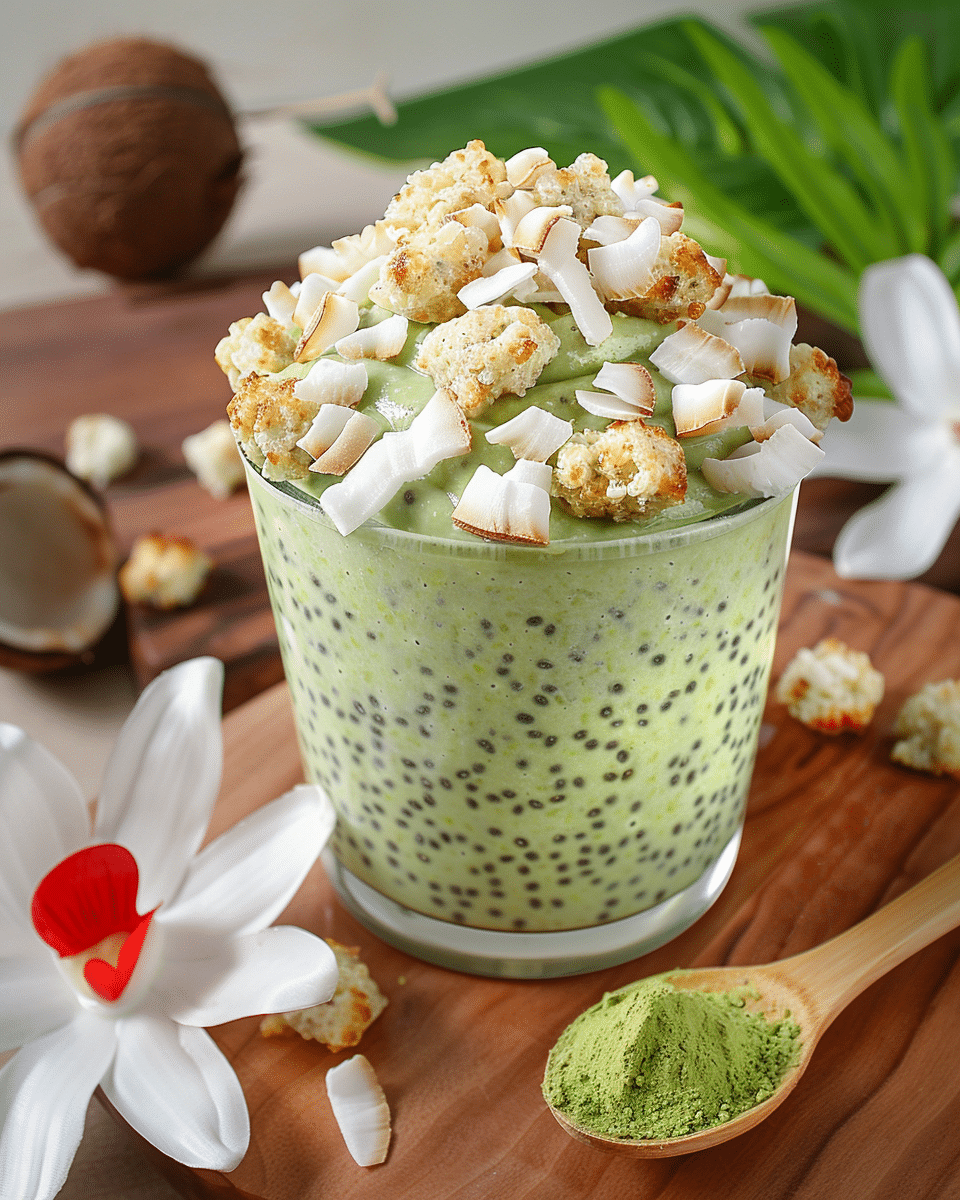 Coconut Matcha Chia Pudding