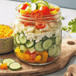 Cottage Cheese Snack Jar With Tomatoes, Cucumbers & Bell Peppers
