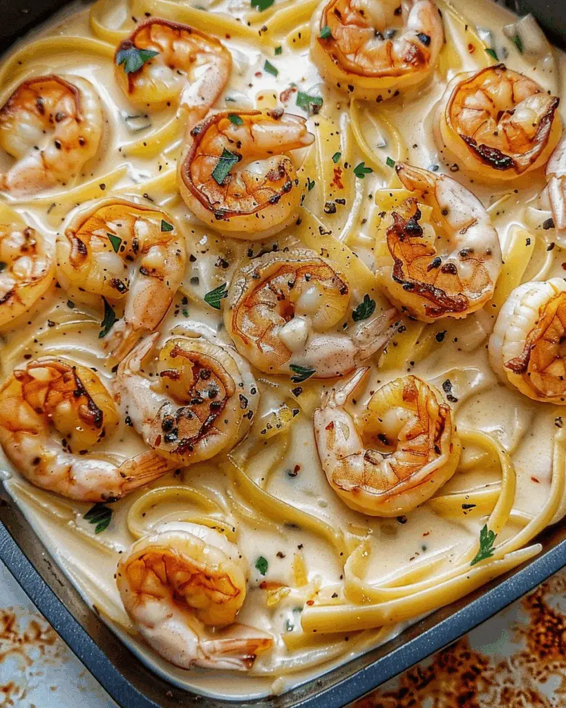 Creamy Garlic Shrimp Fettuccine Alfredo