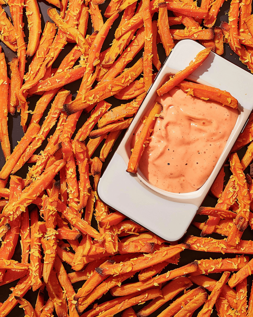 Crispy Baked Carrot Fries With Sriracha Dipping Sauce
