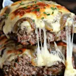 Crockpot French Onion Meatloaf with Melted Swiss Cheese