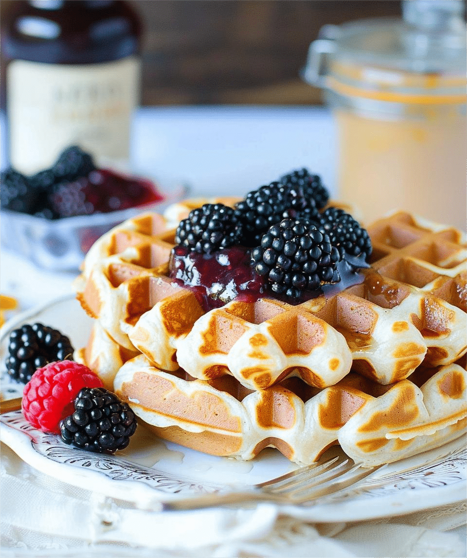 Easy Buttermilk Waffles with Mixed Berry and Lemon Preserves