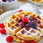 Easy Buttermilk Waffles with Mixed Berry and Lemon Preserves