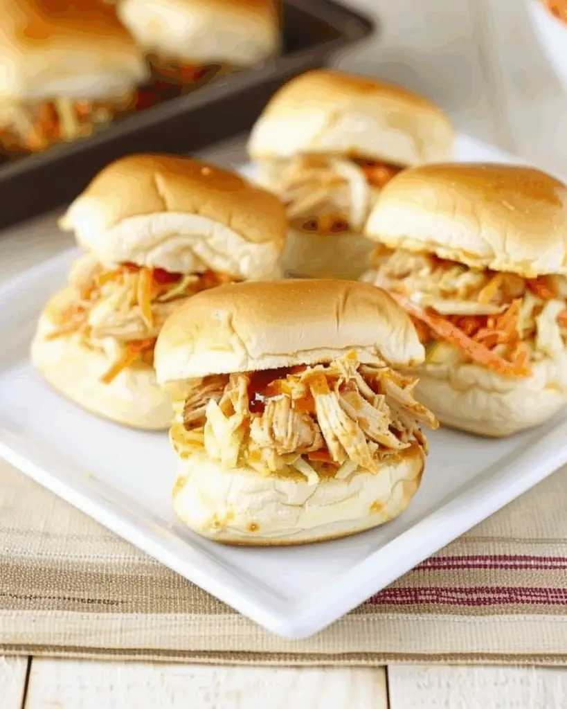 Easy Pulled BBQ Chicken Sliders With Coleslaw