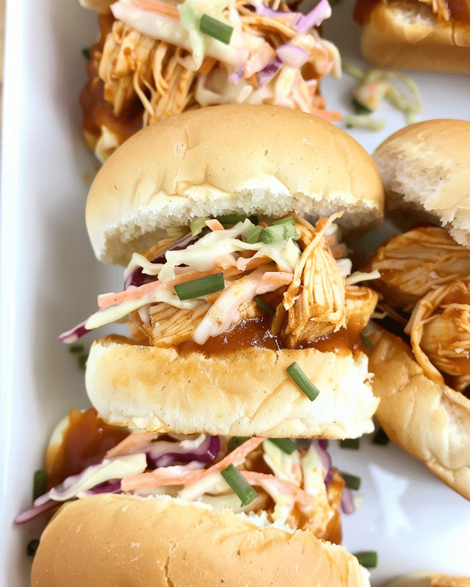 Easy Pulled BBQ Chicken Sliders With Coleslaw