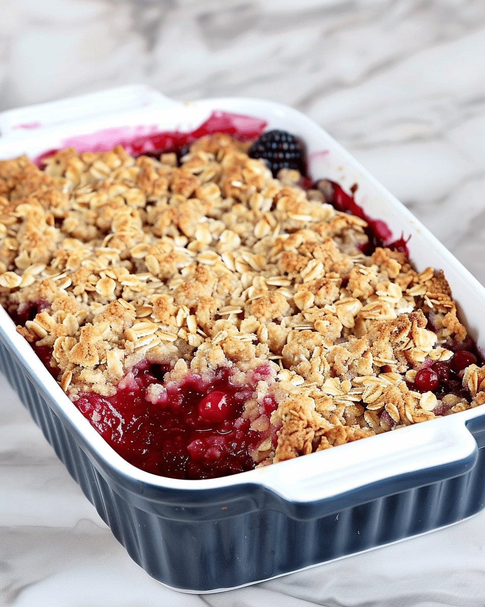Easy Triple Berry Crumble With Oats