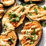 Grilled Eggplant With Harissa Tahini Dressing
