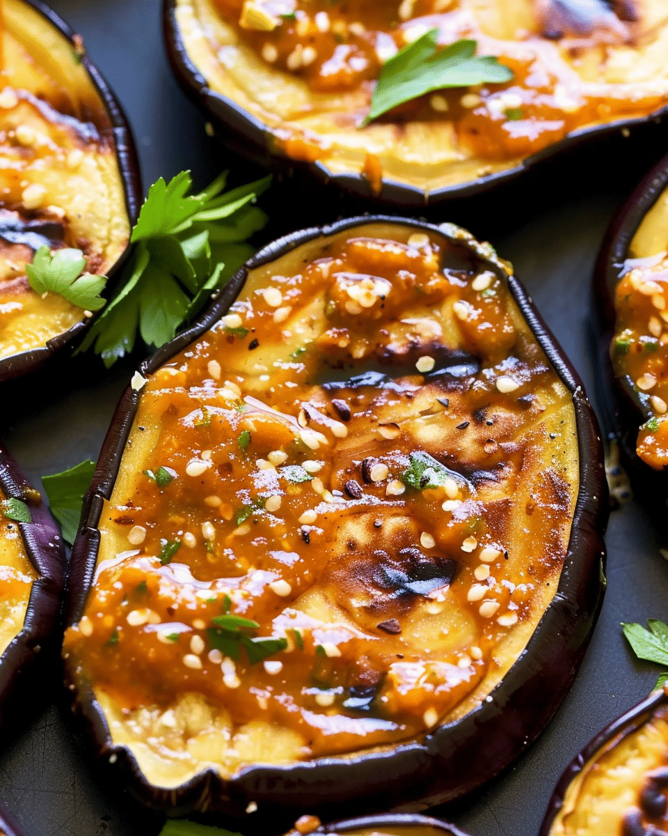 Grilled Eggplant With Harissa Tahini Dressing