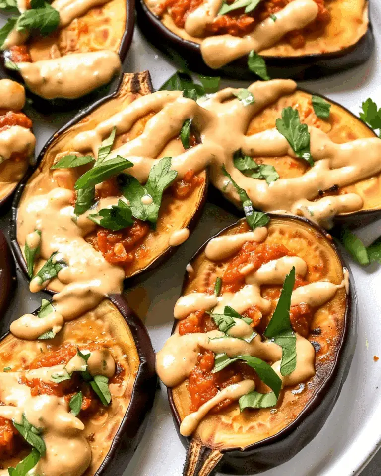 Grilled Eggplant With Harissa Tahini Dressing