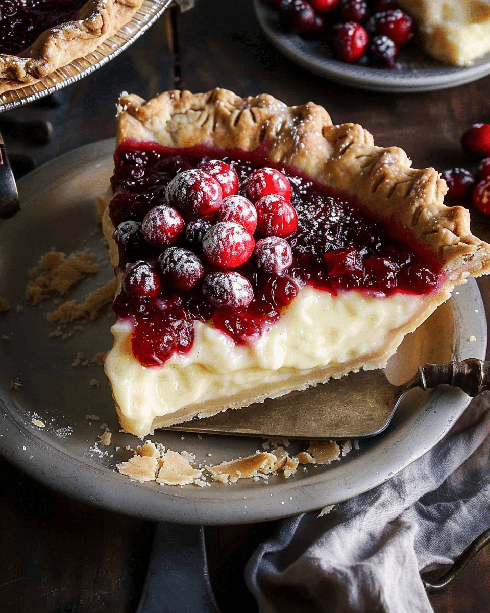 Frosted Cranberry Custard Pie