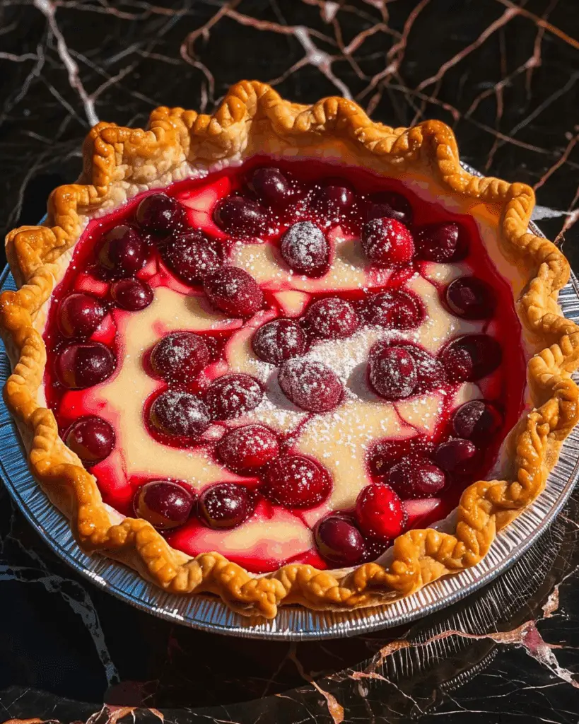 Frosted Cranberry Custard Pie