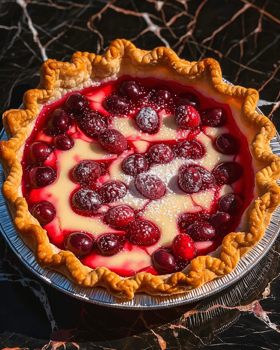 Frosted Cranberry Custard Pie