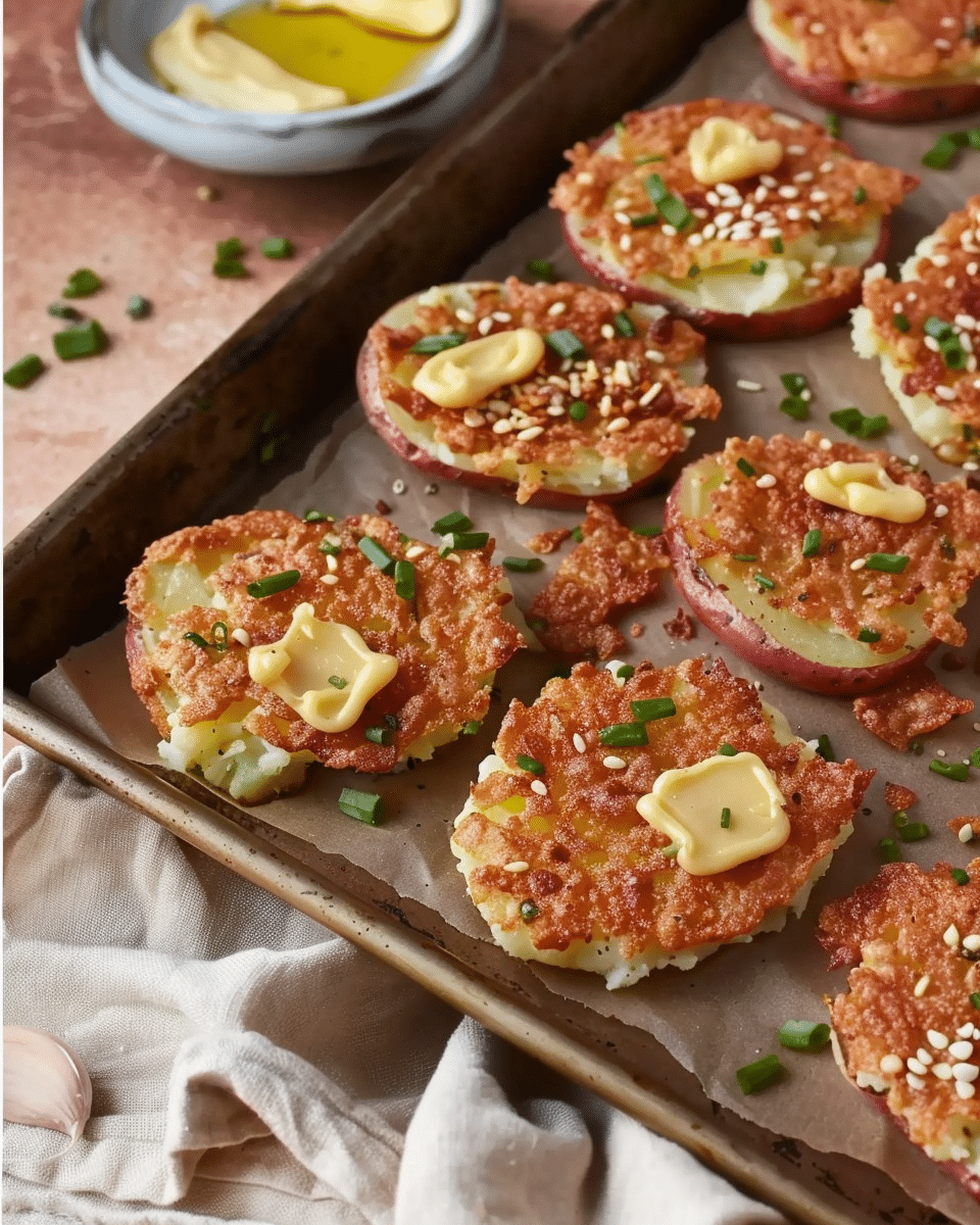 Garlic Butter Crispy Smashed Potatoes