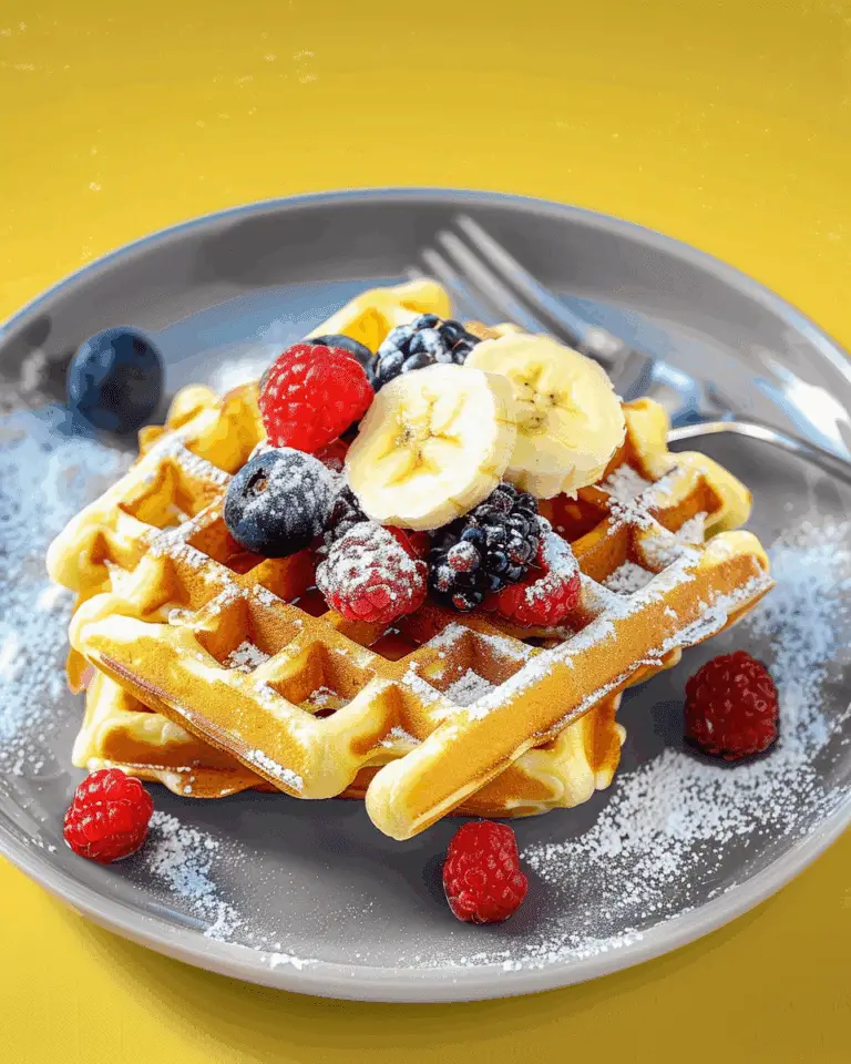Golden Waffles with Fresh Berries & Banana