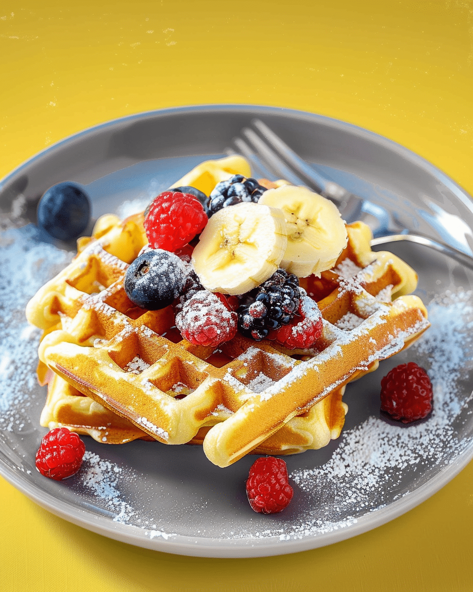 Golden Waffles with Fresh Berries & Banana