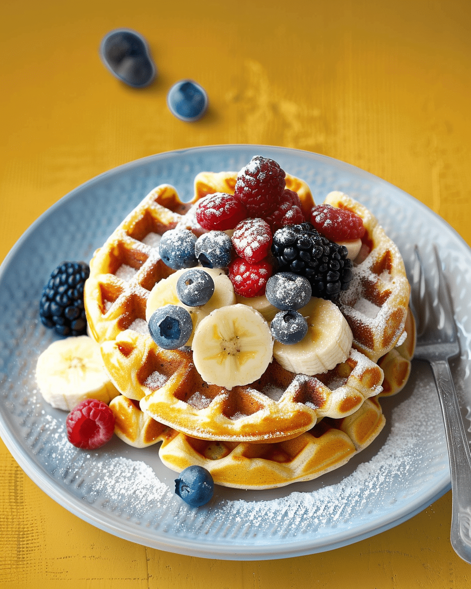Golden Waffles with Fresh Berries & Banana