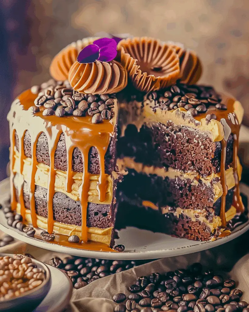 Gooey Coffee Caramel Cake