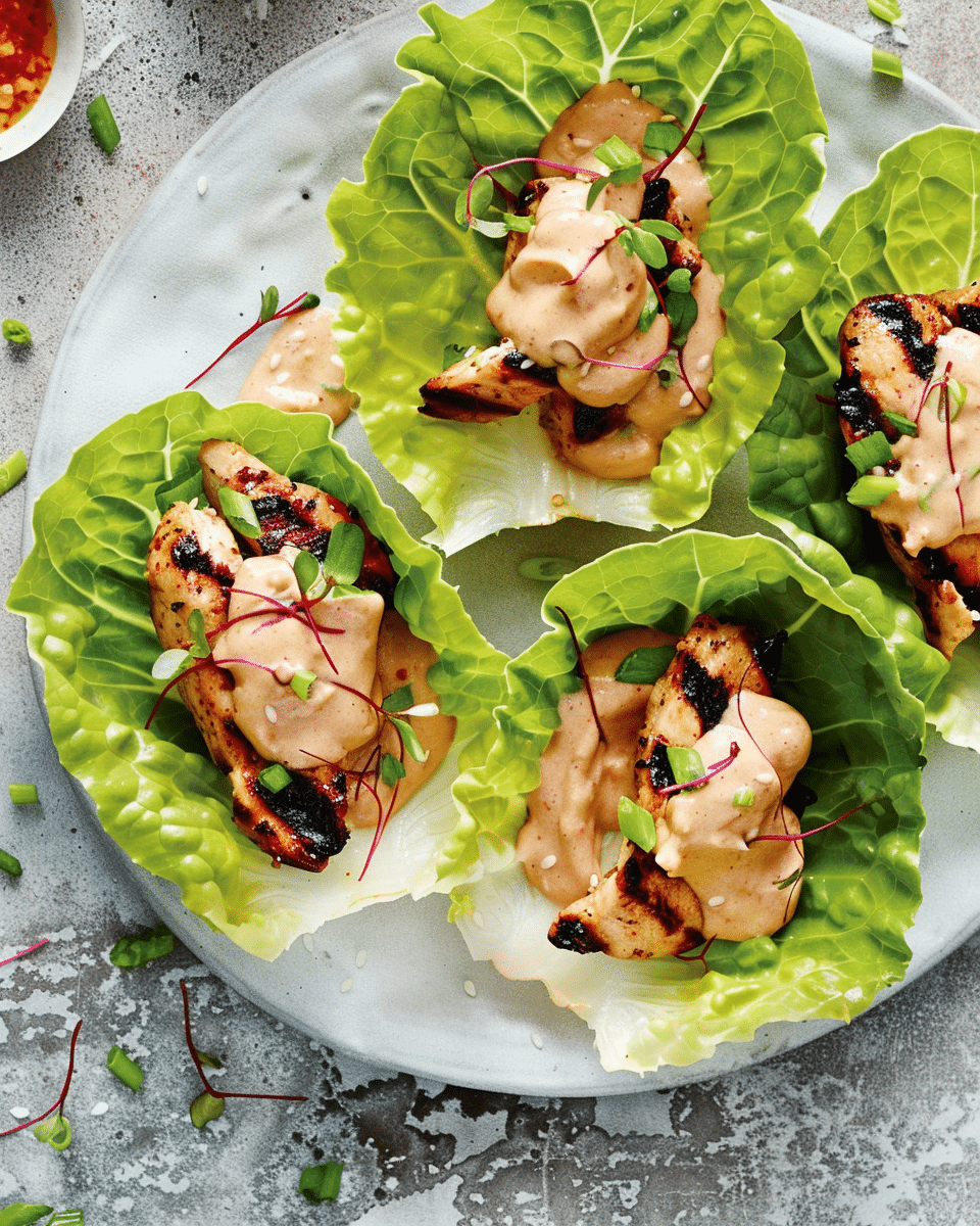 Grilled Chicken Bulgogi Lettuce Wraps With Gochujang Aioli