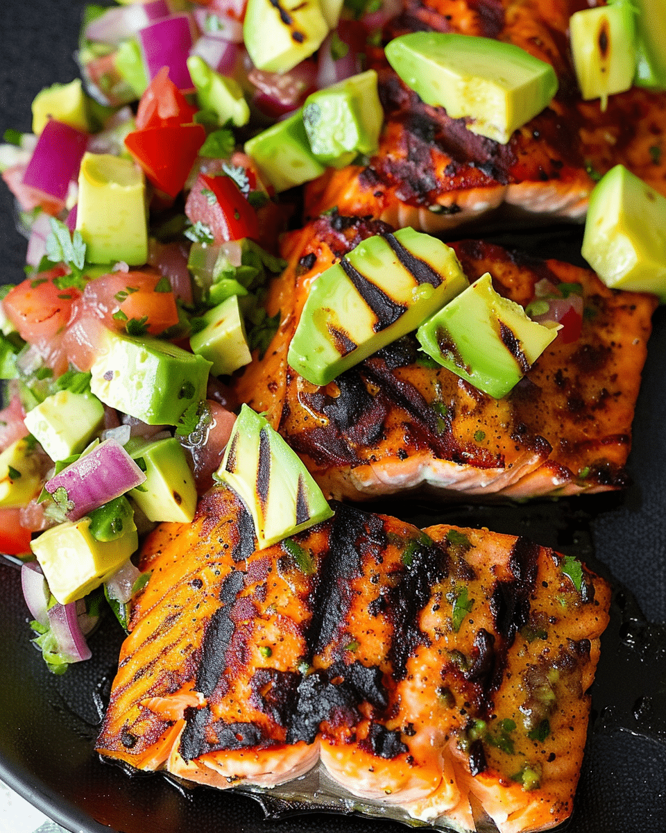 Grilled Salmon With Avocado Salsa