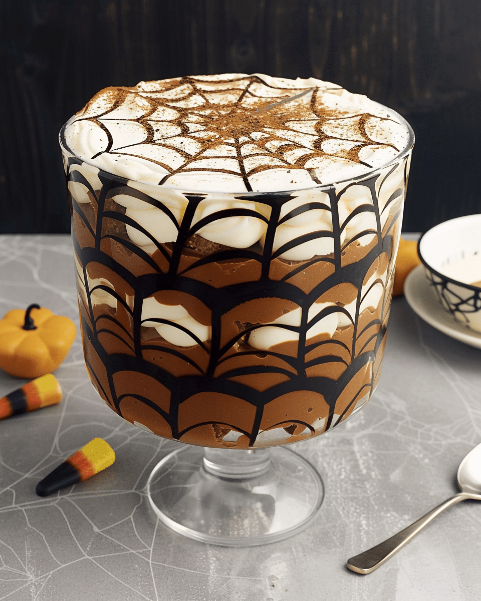 Halloween Spider Web Chocolate Trifle