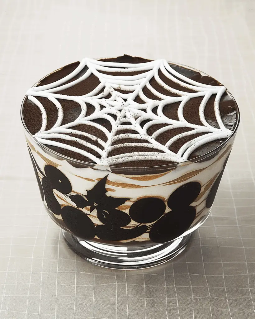 Halloween Spider Web Chocolate Trifle