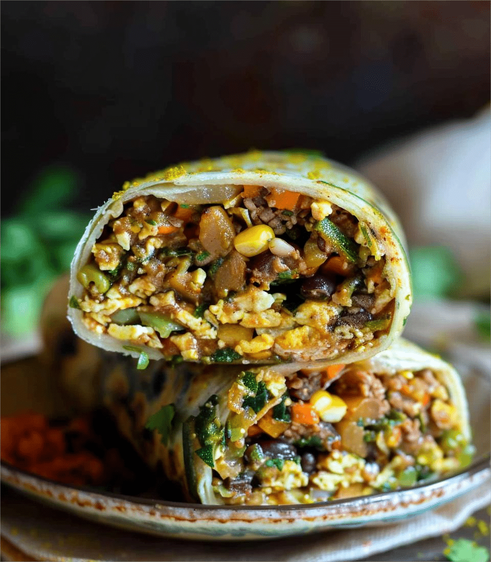 Healthy Breakfast Burritos with Veggies