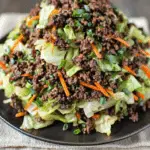 Healthy Chinese Ground Beef & Cabbage Stir Fry Stack