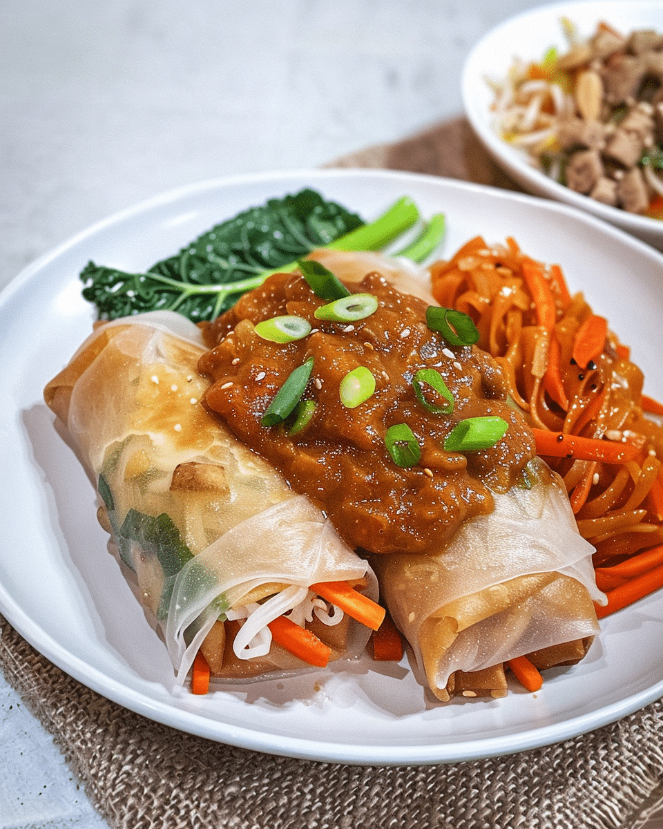 Japchae Spring Rolls With Sunbutter Sauce