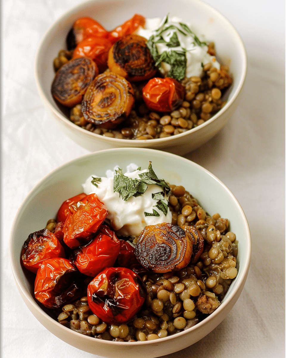 Lentil Grain Bowls with Roasted Vegetables
