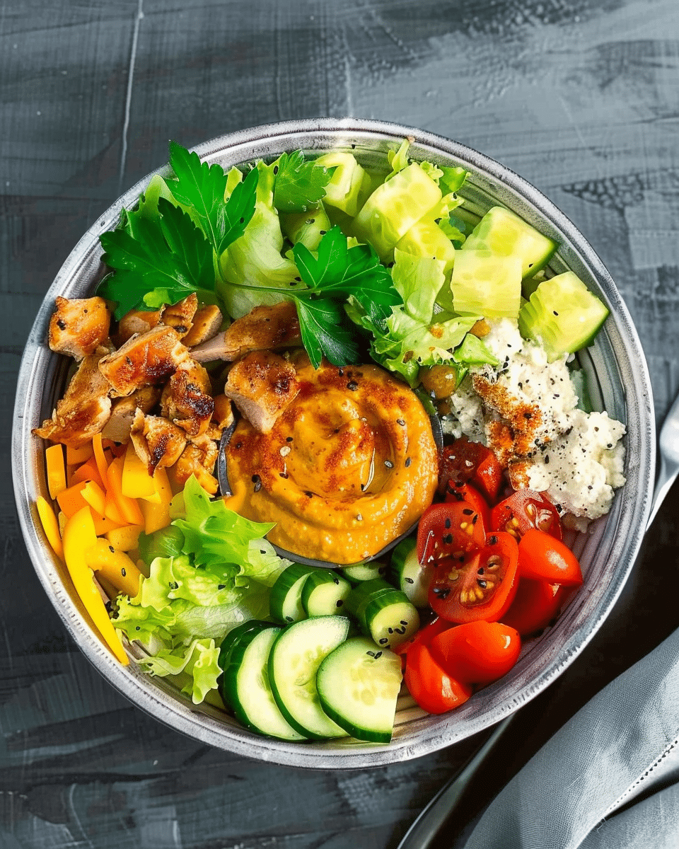Mediterranean Chicken Hummus Bowls