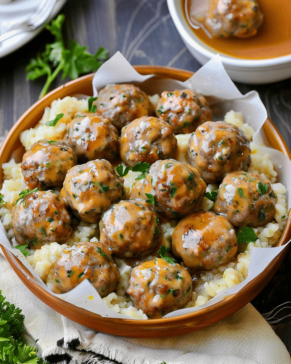 Mini Swedish Meatballs with Mashed Potatoes