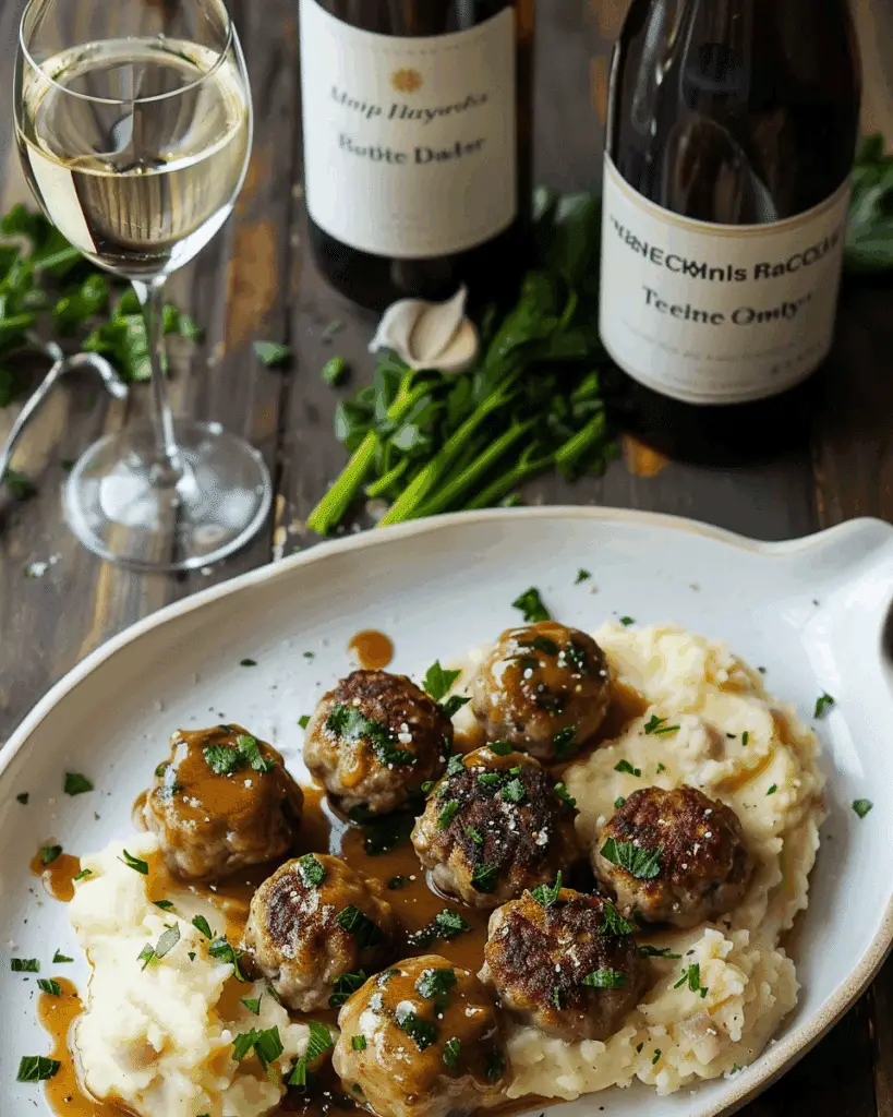 Mini Swedish Meatballs with Mashed Potatoes