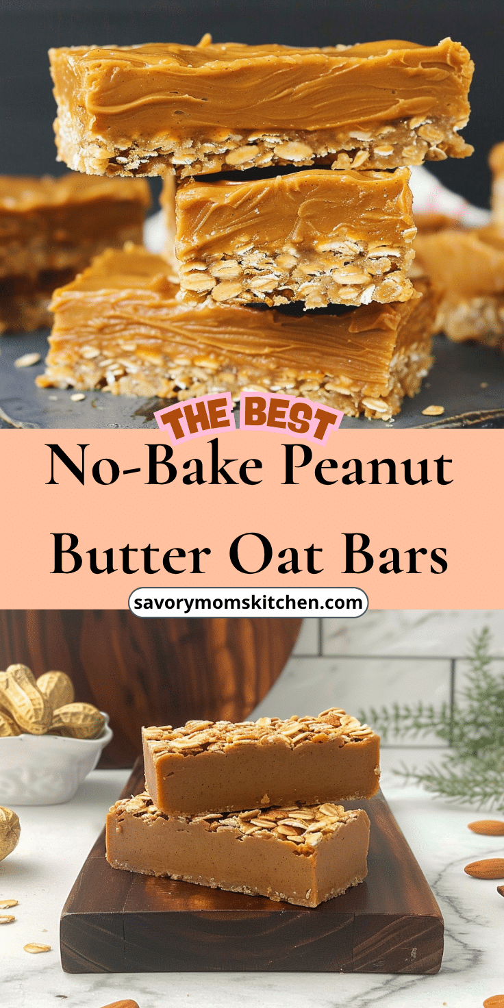 No Bake Peanut Butter Oat Bars | Savory Mom Kitchen