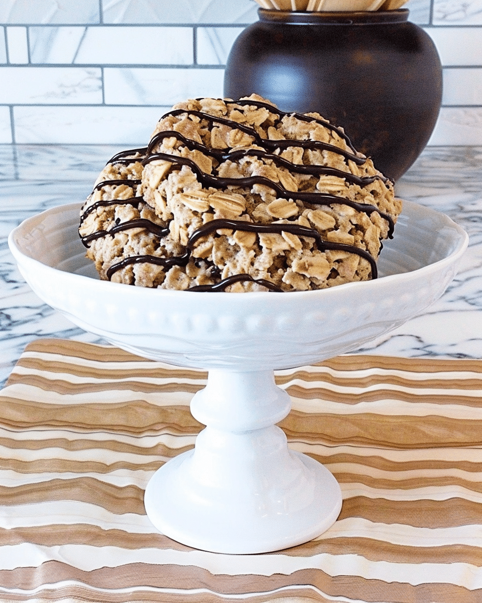 Oatmeal Cookies With Chocolate Drizzle