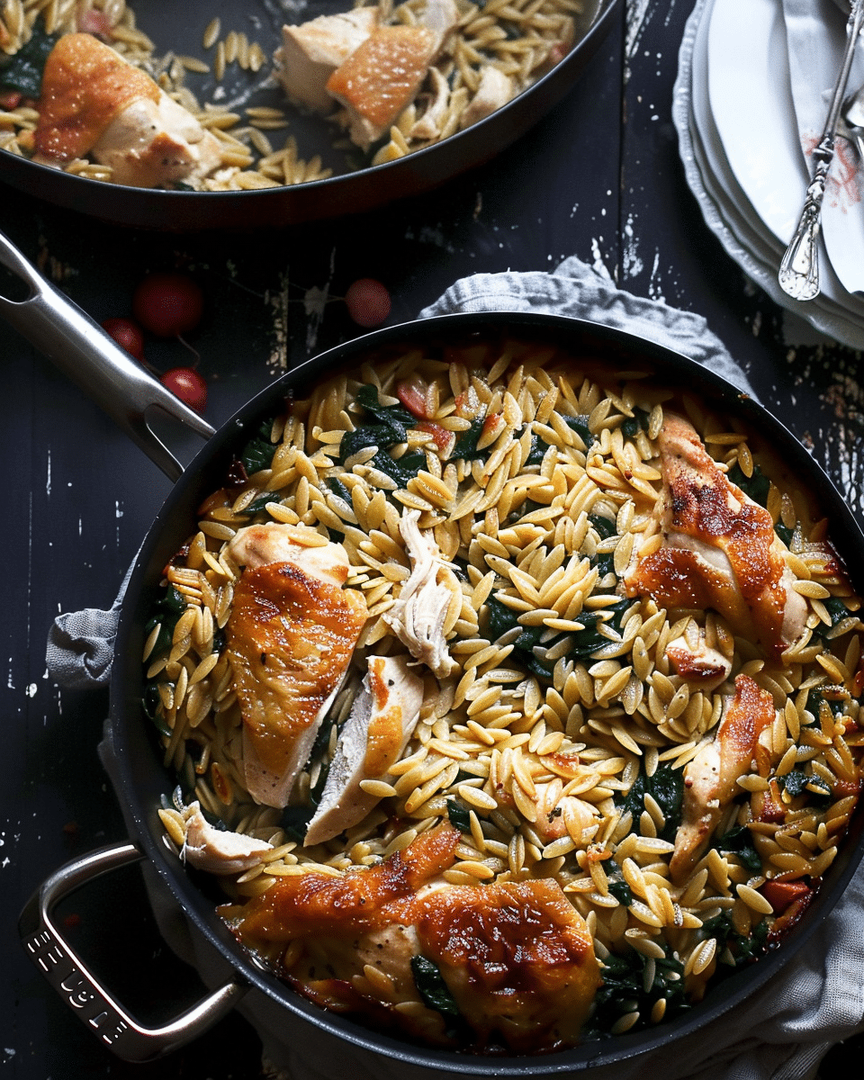 One-Pan Chicken and Spinach Orzo
