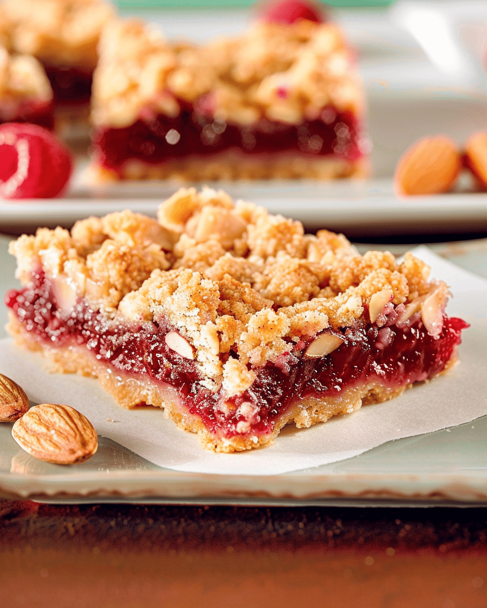 Raspberry Crumble Bars with Almond Streusel