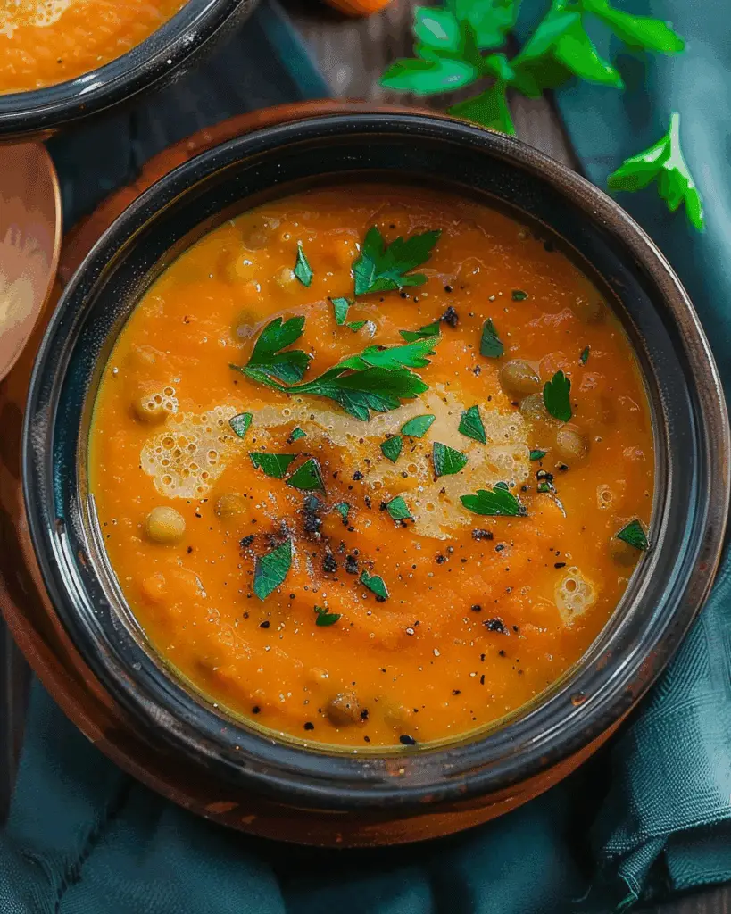 Roasted Carrot Lentil Soup